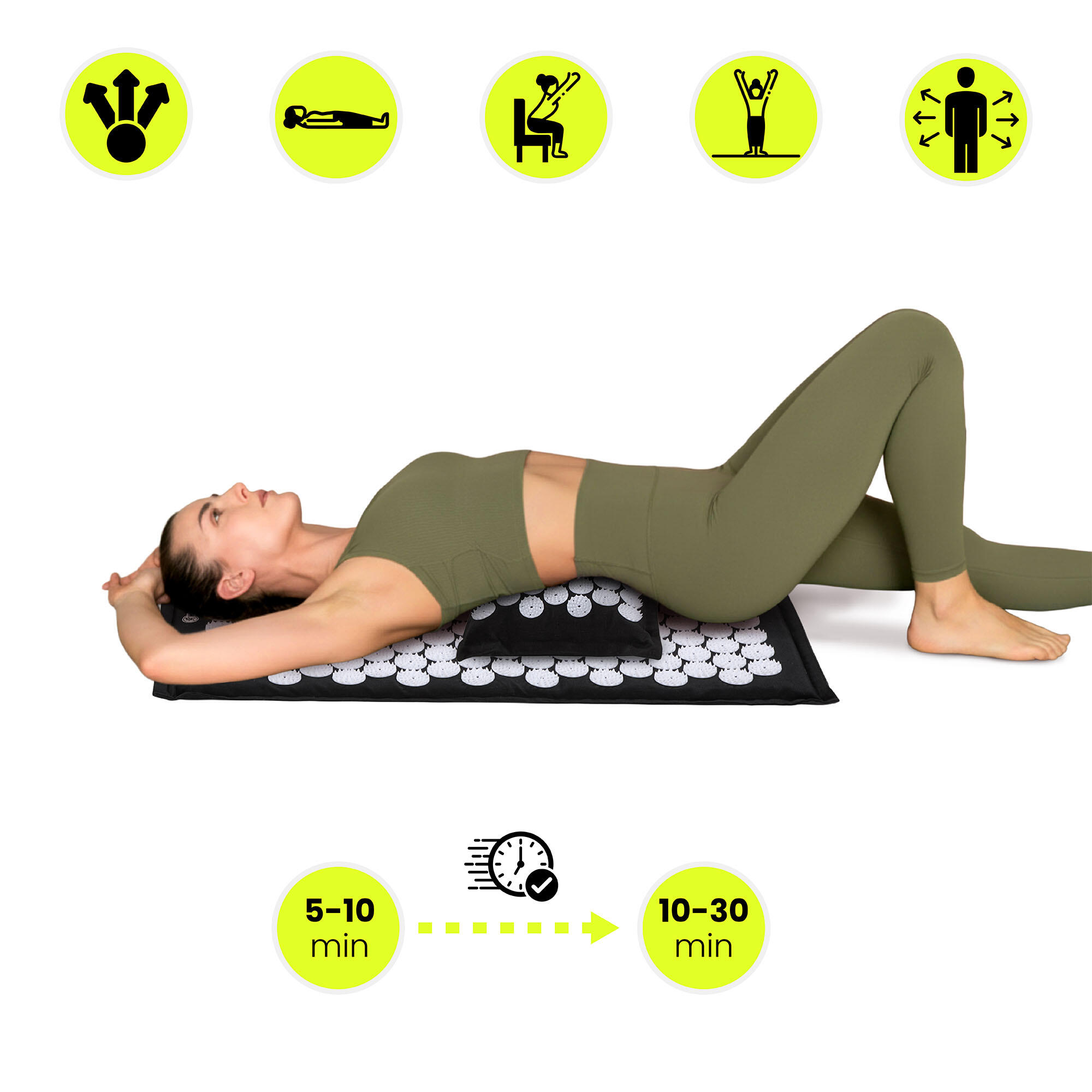 Alfombra de acupresión - Bienestar - Unisex - 7 182 pts - Negro/Blanco 5/10