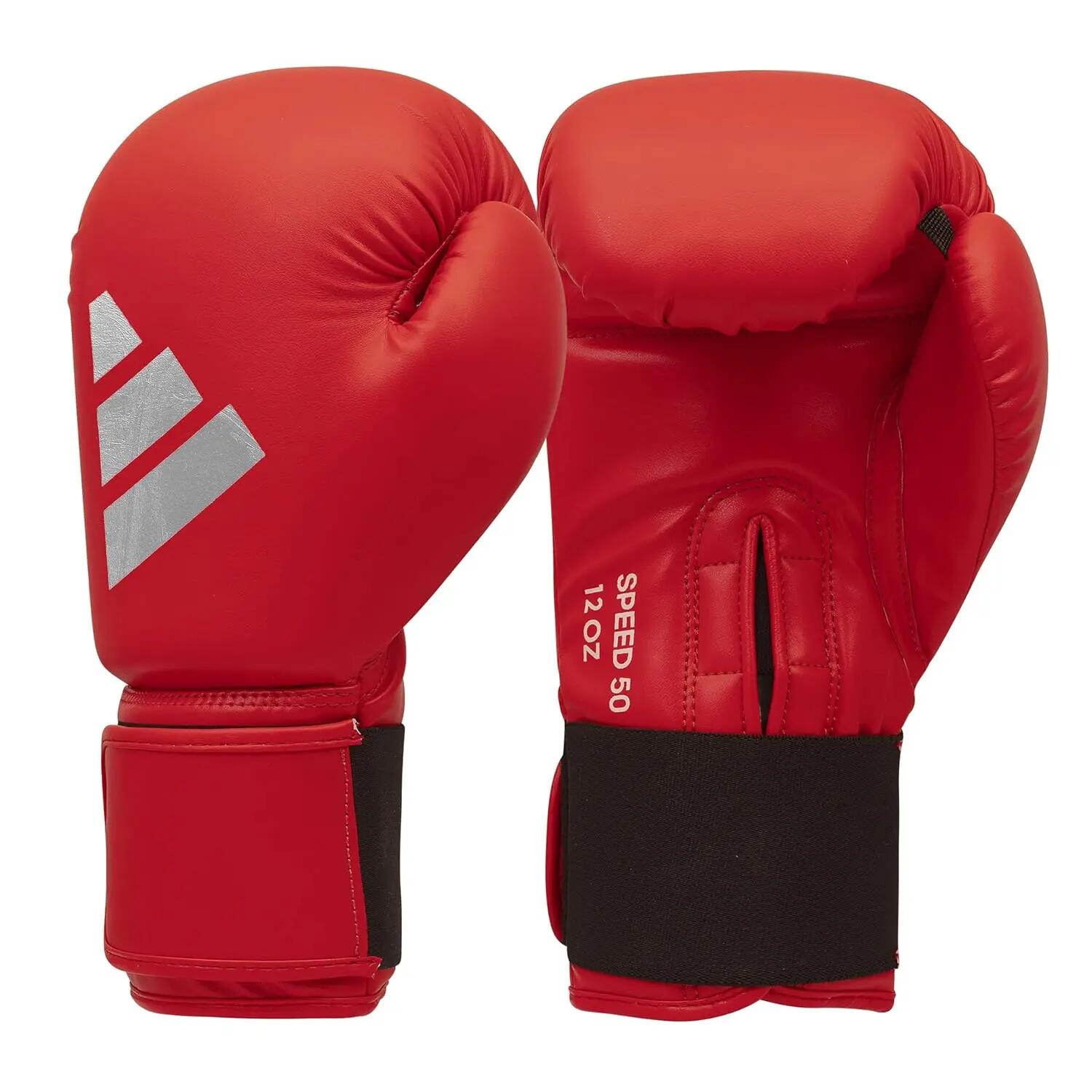 Adidas Speed 50 Boxing Gloves - Adult Heavy Bag Boxing Gloves for Men & Women Kickboxing Gloves for Women, MMA Sparring Gloves, Punching Bag Gloves for Men (Active Red/Silver, 16 oz)-image-12
