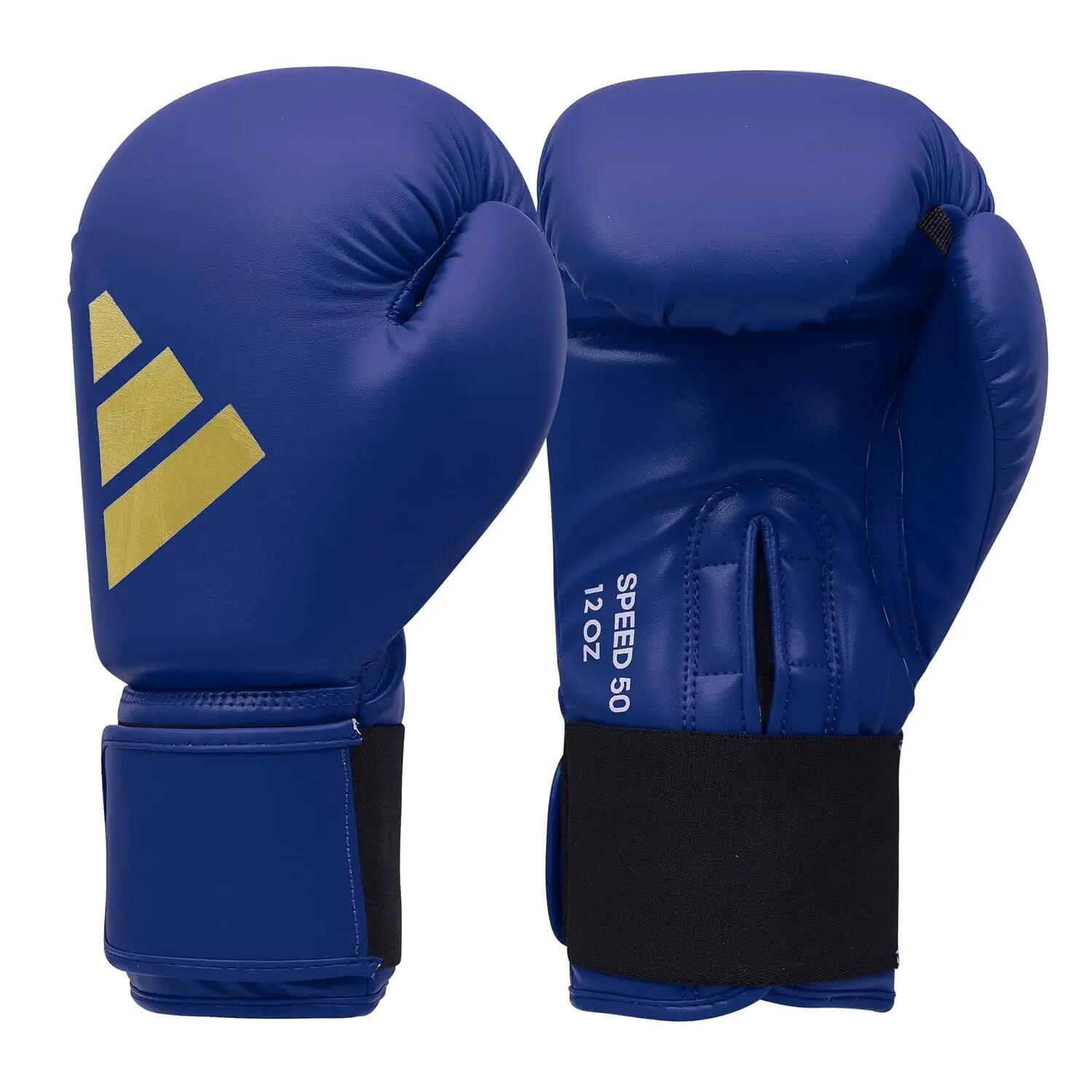 Adidas Speed 50 Boxing Gloves - Adult Heavy Bag Boxing Gloves for Men & Women Kickboxing Gloves for Women, MMA Sparring Gloves, Punching Bag Gloves for Men (Collegiate Royal/Gold Met, 12oz)-picture-15