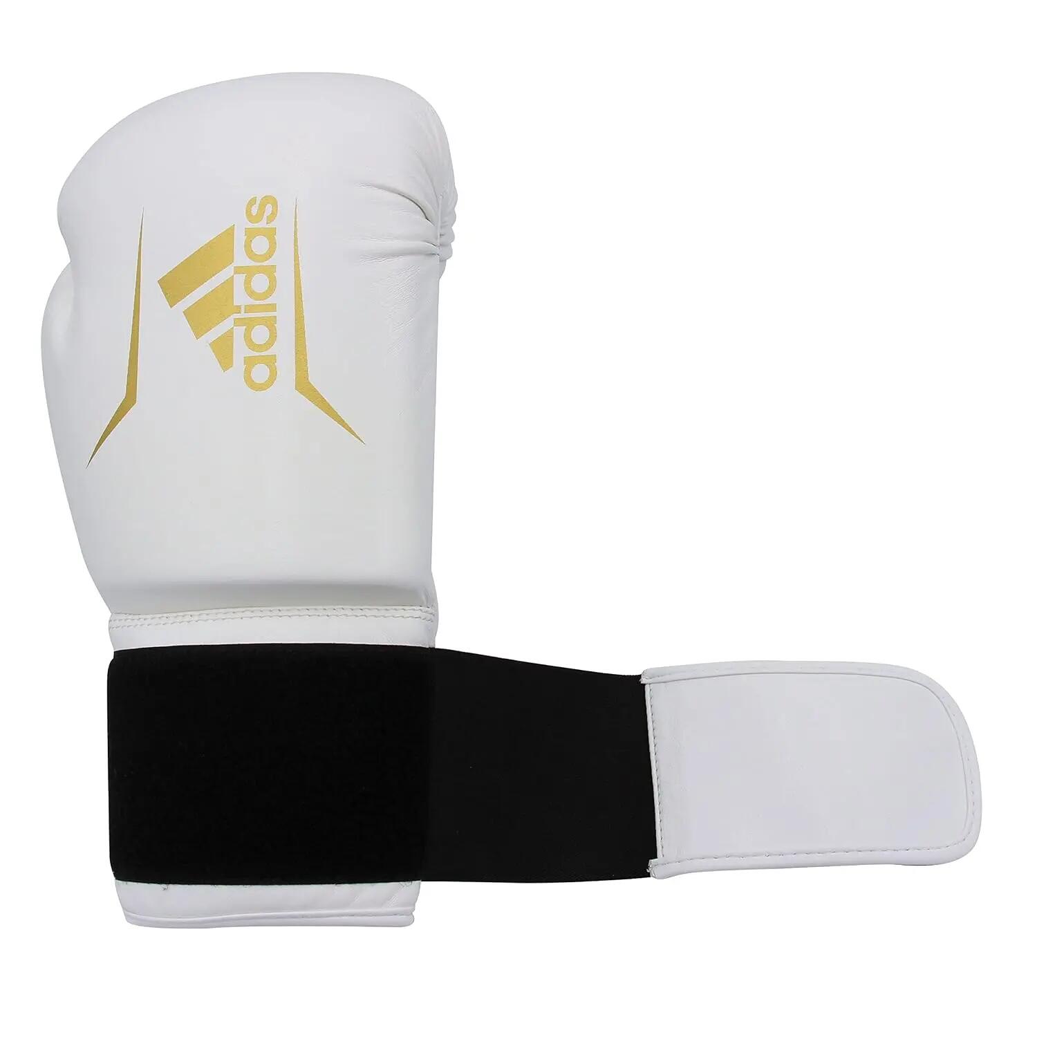 Adidas Speed 50 Boxing Gloves - Adult Heavy Bag Boxing Gloves for Men & Women Kickboxing Gloves for Women, MMA Sparring Gloves, Punching Bag Gloves for Men - White/Gold Met -  5