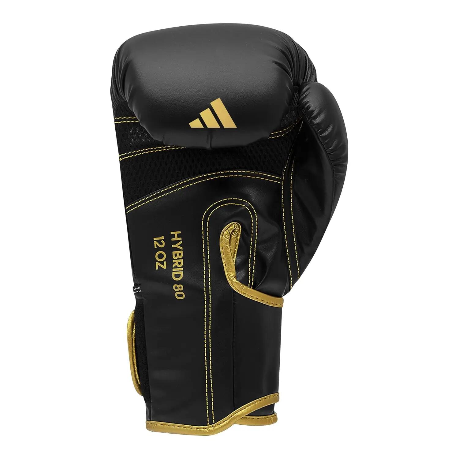 adidas Boxing Gloves - Hybrid 80 - for Boxing, Kickboxing, MMA, Bag, Training & Fitness - Boxing Gloves for Men & Women - Weight (16 oz, Black/Gold) -  4