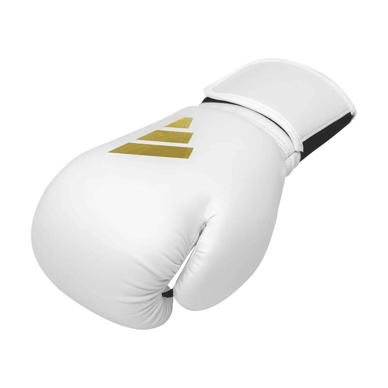 Adidas Speed 50 Boxing Gloves - Adult Heavy Bag Boxing Gloves for Men & Women Kickboxing Gloves for Women, MMA Sparring Gloves, Punching Bag Gloves for Men - White/Gold Met -  4