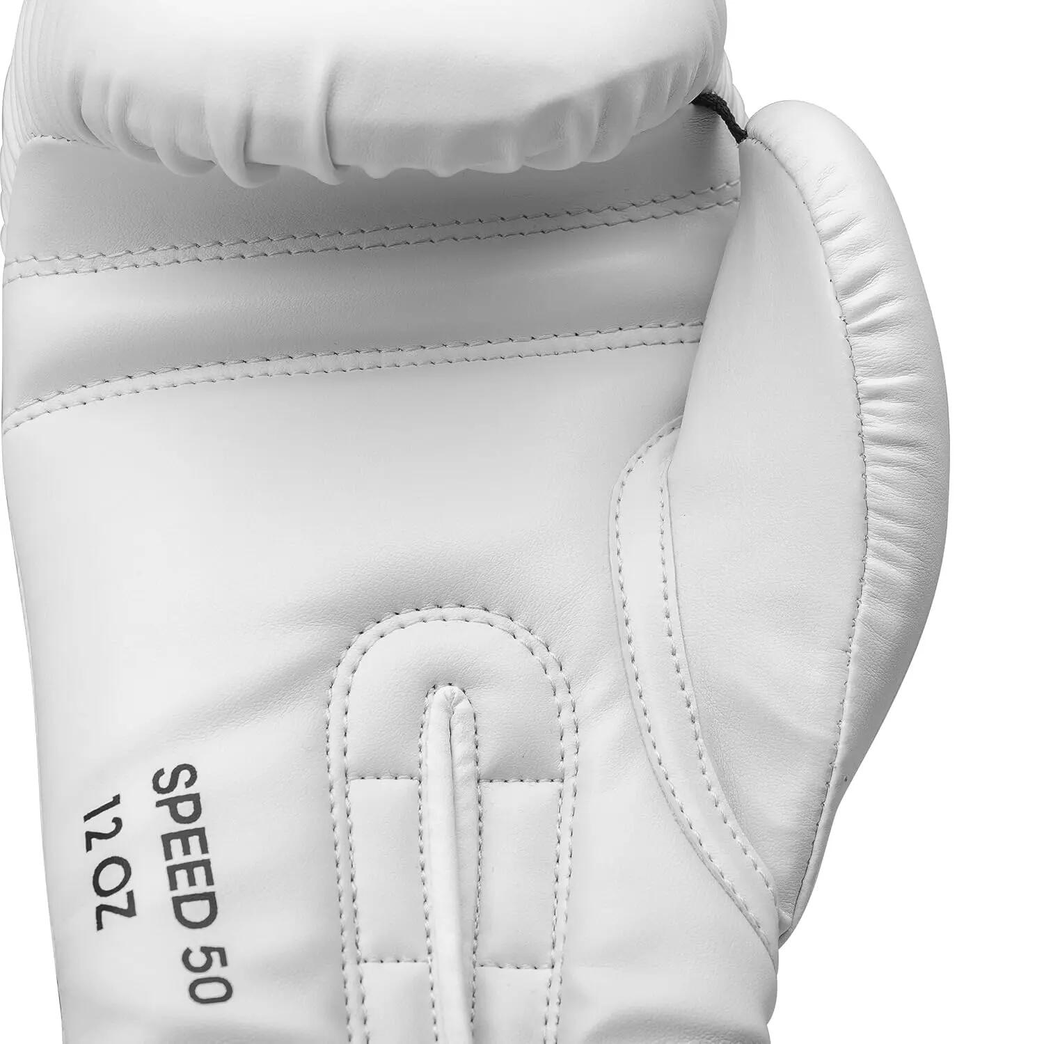 Adidas Speed 50 Boxing Gloves - Adult Heavy Bag Boxing Gloves for Men & Women Kickboxing Gloves for Women, MMA Sparring Gloves, Punching Bag Gloves for Men - White/Gold Met -  3