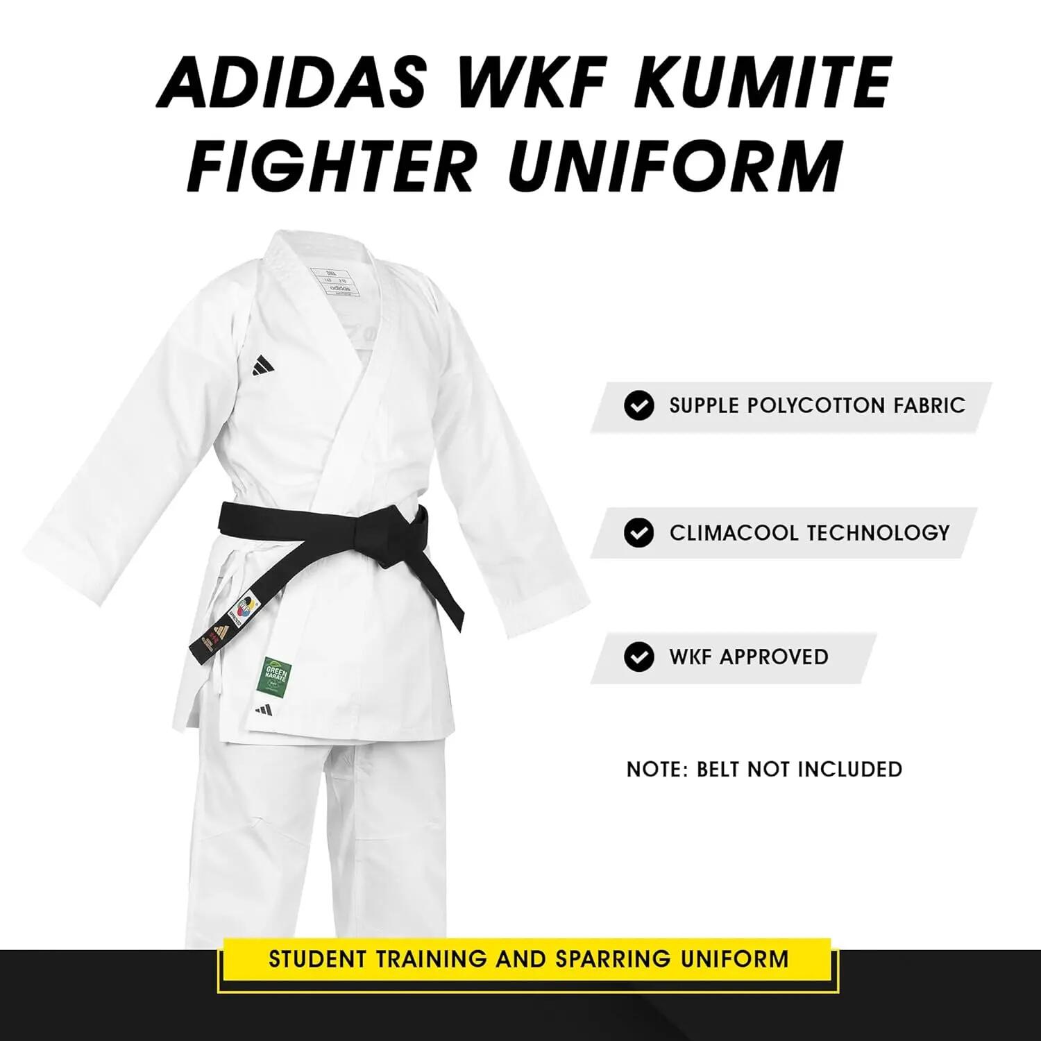 Adidas K220KF Kumite Fighter Karate Uniform For Men & Women - White|For Kumite Competitors Multi-Level Training With an Elastic Waistband for Comfort -  2