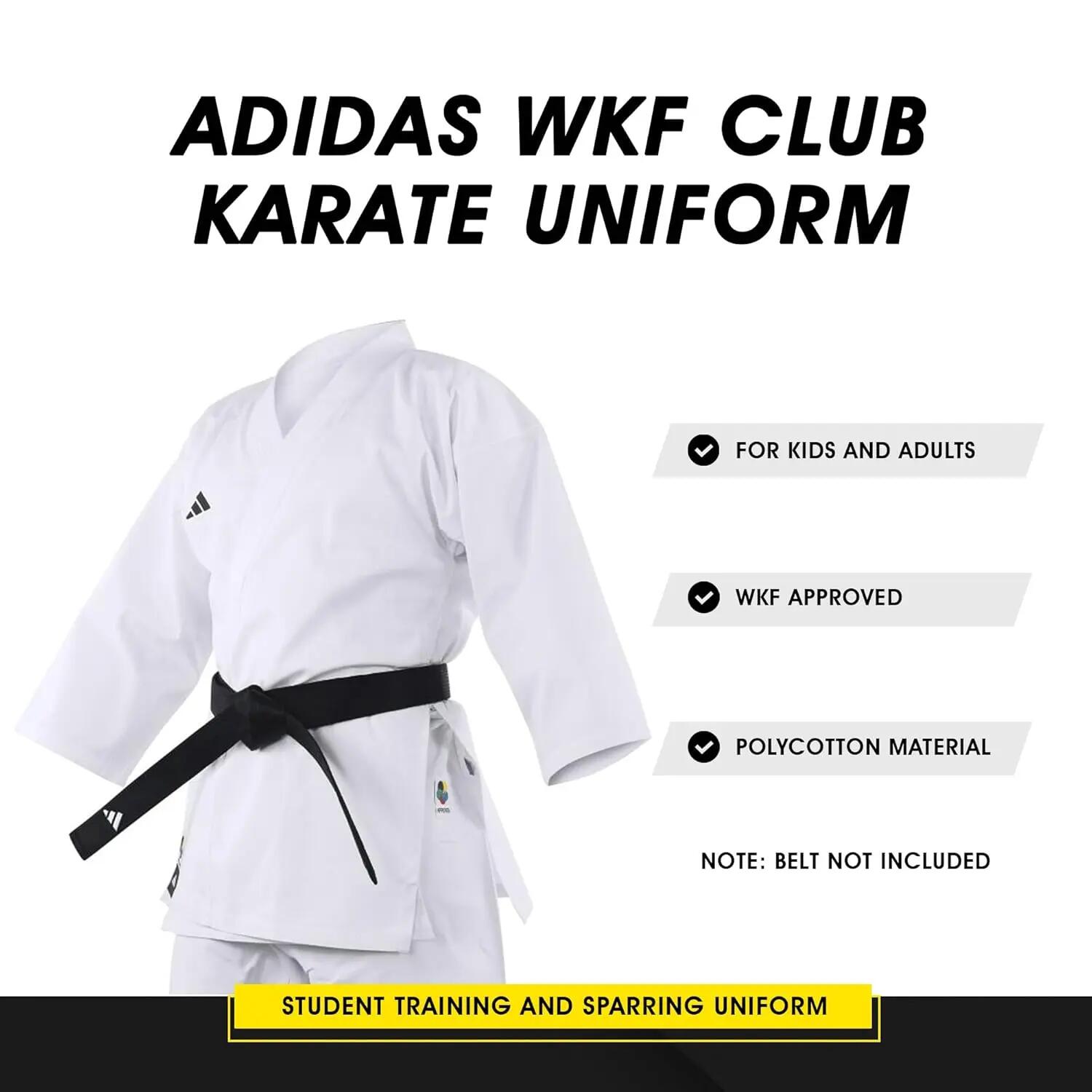 Adidas Club K220C Karate Uniform For Men & Women - White|Karate Dress for Multi-Level Training With an Elastic Waistband for Comfort -  2