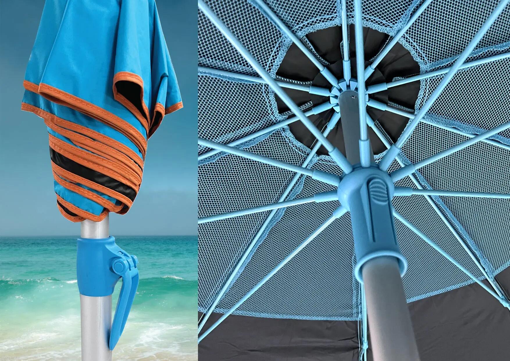 Umbrelă plajă Maui and Sons XL 220 cm, protecție UPF50+, husă inclusă 2/8