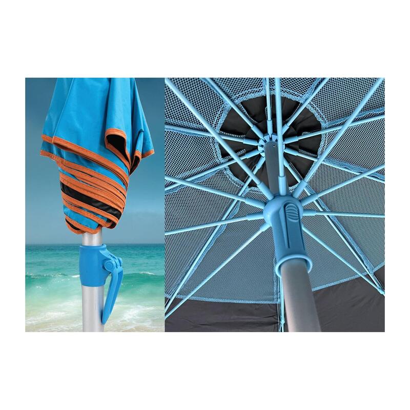 Umbrelă plajă Maui and Sons XL 220 cm, protecție UPF50+, husă inclusă