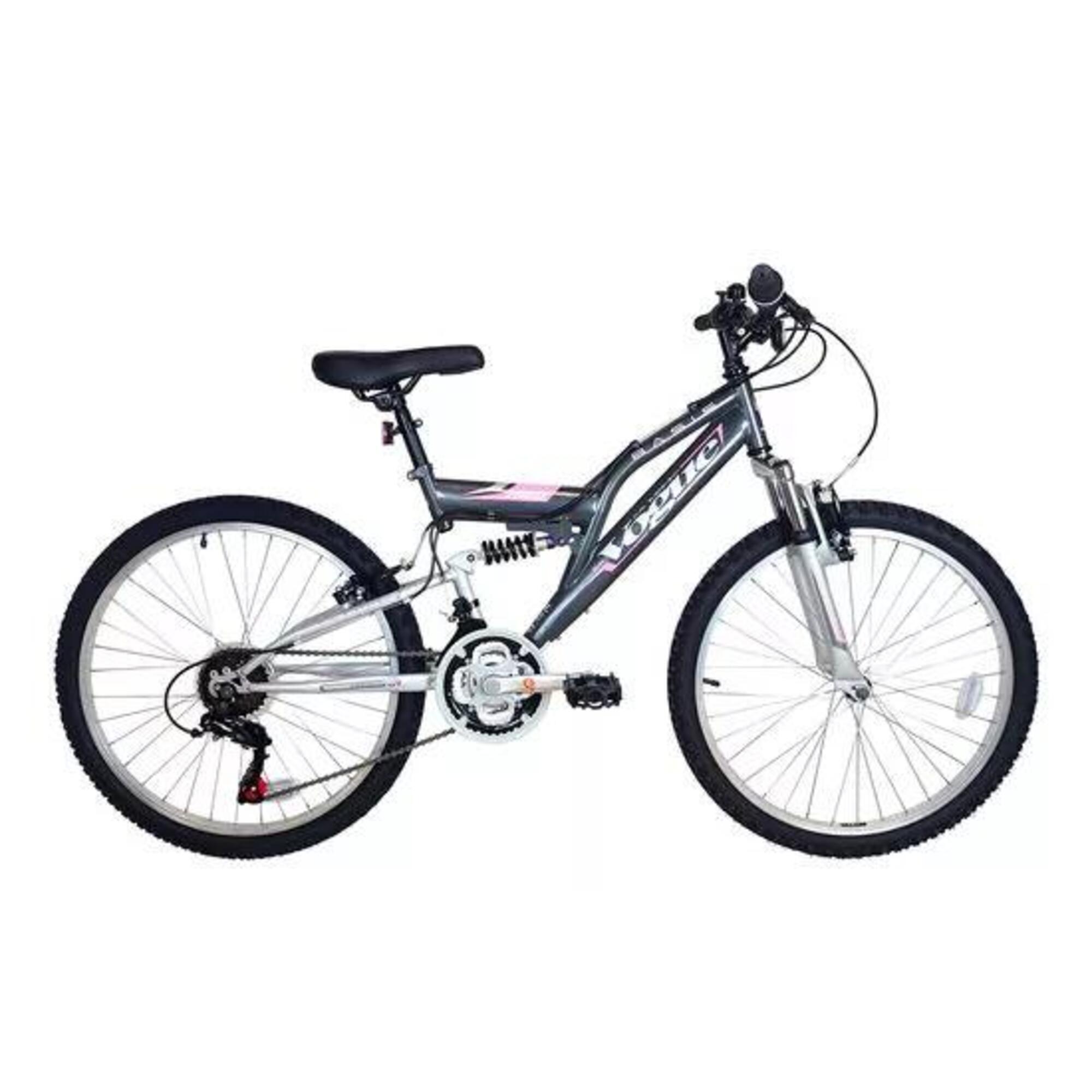 Basis Vogue Junior Girls Full Suspension Mountain Bike 24in Wheel - Grey 1/1