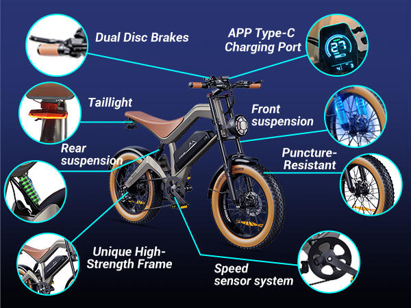 DYU M20 elektrische fiets – actieradius van 60 km, 4,0-inch fat-banden 15/15