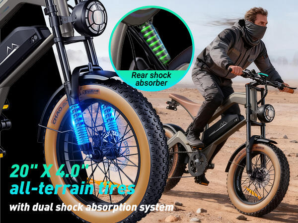 DYU M20 elektrische fiets – actieradius van 60 km, 4,0-inch fat-banden 12/15
