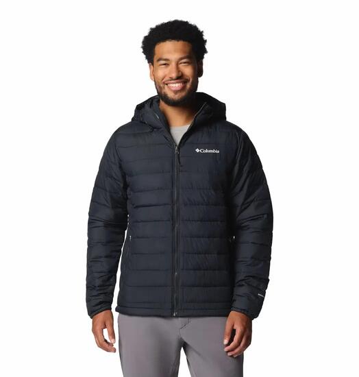 Jacke Bergwandern Herren Powder Lite™ II Hooded Jacket - schwarz