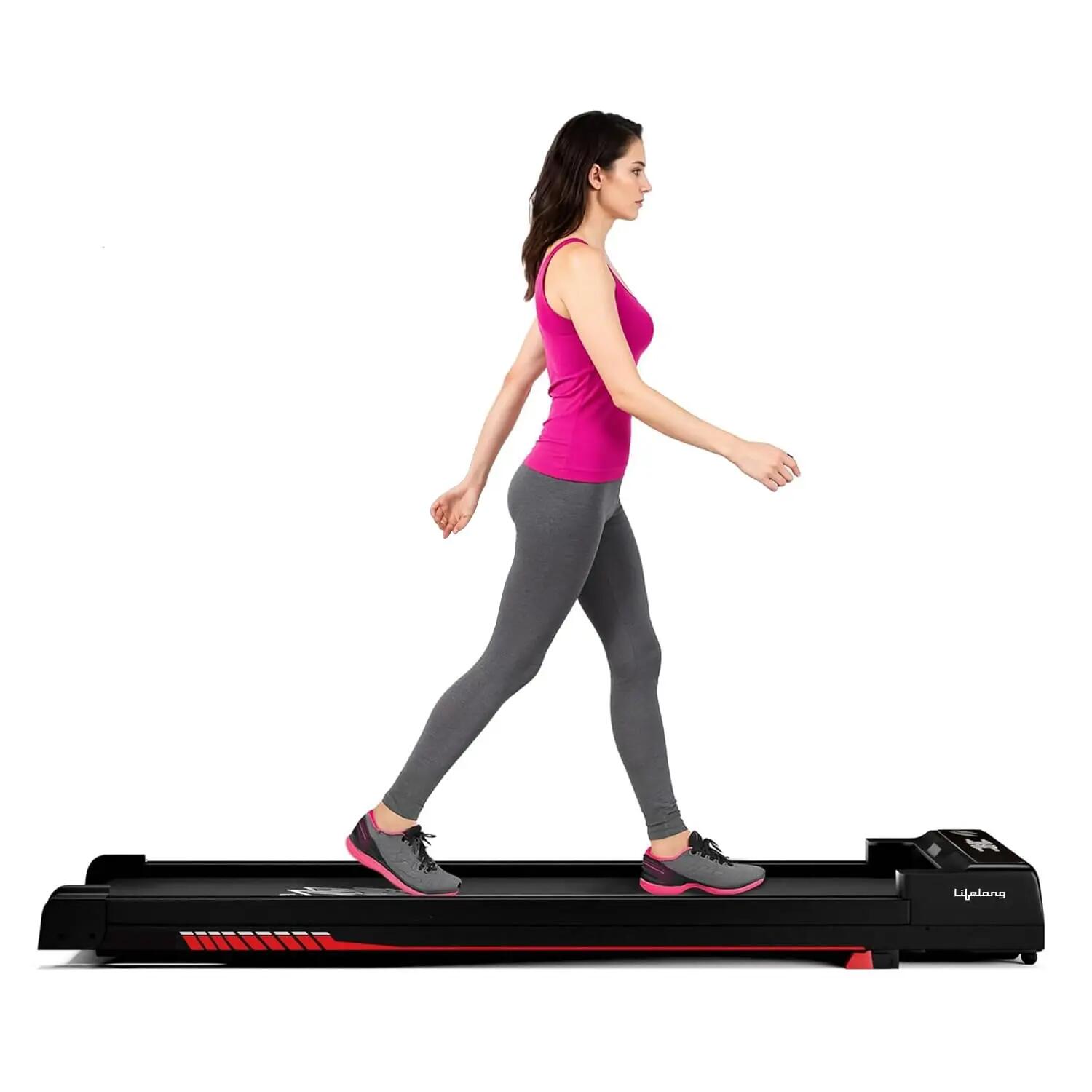 Lifelong Walking Pad for Home |3HP Motor | 2-Level Manual Incline | LED Display & Remote Control | Foldable Treadmill| 110Kg Capacity | 8 Km/h Speed | Gym Equipment for Home Workout-image-1