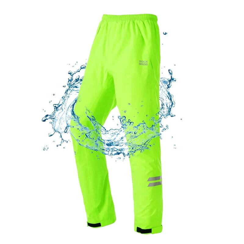 Pantaloni de ploaie pentru ciclism verde fluorescent ROCKBROS