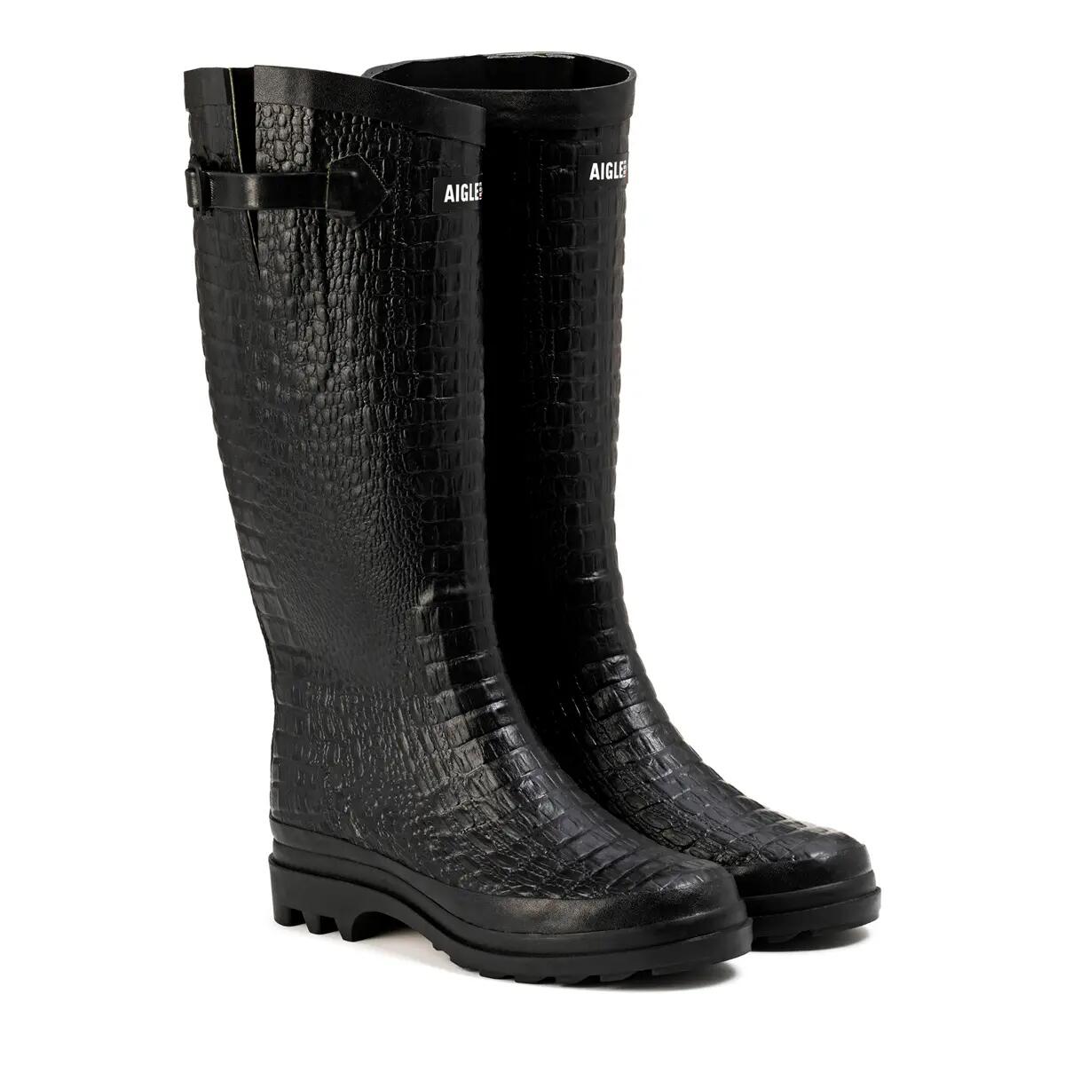 Bottes de pluie imprimé animal AIGLENTINE 2 Femme Noir 2/4