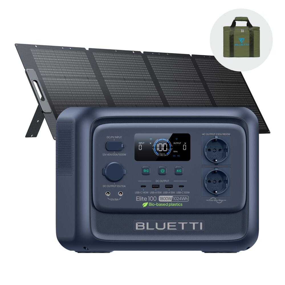 BLUETTI Solar Generator Elite 100 V2 +200W, 1024Wh Zasilanie Mobilne do Pracy