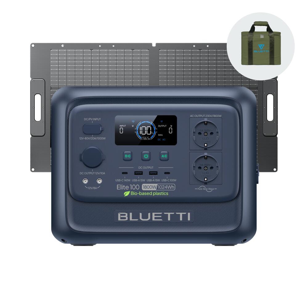 BLUETTI Elite 100V2 1800W/1024Wh zestaw solarny z panelem 100W