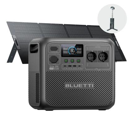 BLUETTI Solar Generator Elite200V2+350W Solar Panel, 2073Wh Notstrom für Camping