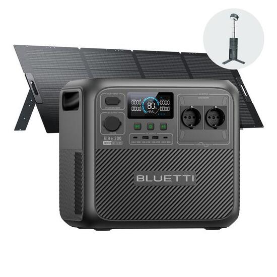 BLUETTI Solar Generator Elite200V2+350W Solar Panel, 2073Wh Notstrom für Camping