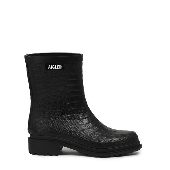 Bottines de pluie imprimé reptile FULFEEL MID Femme Noir