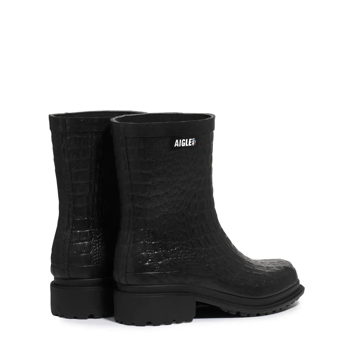 Bottines de pluie imprimé reptile FULFEEL MID Femme Noir 3/4