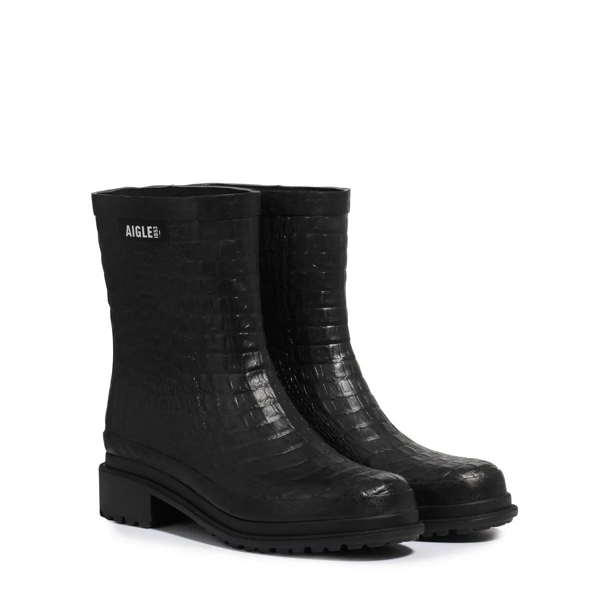 Bottines de pluie imprimé reptile FULFEEL MID Femme Noir 2/4