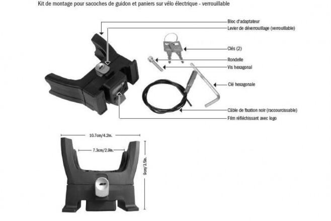 Řídítkový montážní set ORTLIEB pro e‑kola se zámkem 3/3