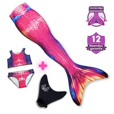 Zeemeerminstaart set tropical sunset monovin & bikini zwemkleding