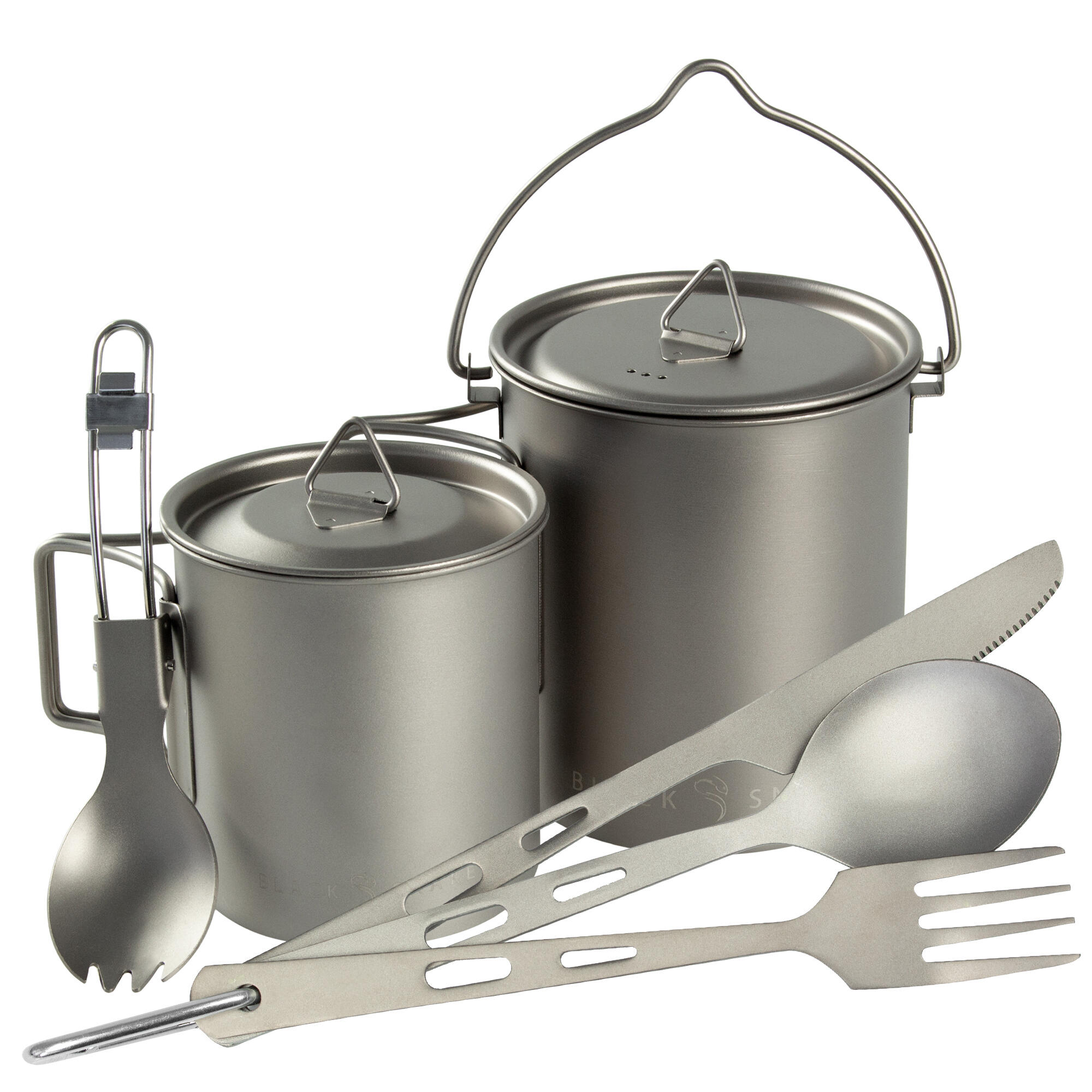 Titan Camping Set 6-teilig - Outdoor Geschirr & Besteck mit Topf, ultraleicht 1/7