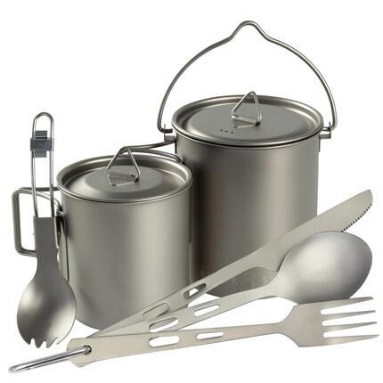 Titan Camping Set 6-teilig - Outdoor Geschirr & Besteck mit Topf, ultraleicht