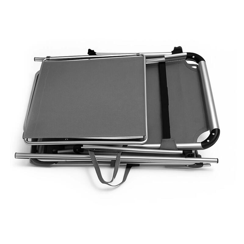 Șezlong plajă SOLART Textilene aluminiu, 4 poziții cu parasolar, antracit
