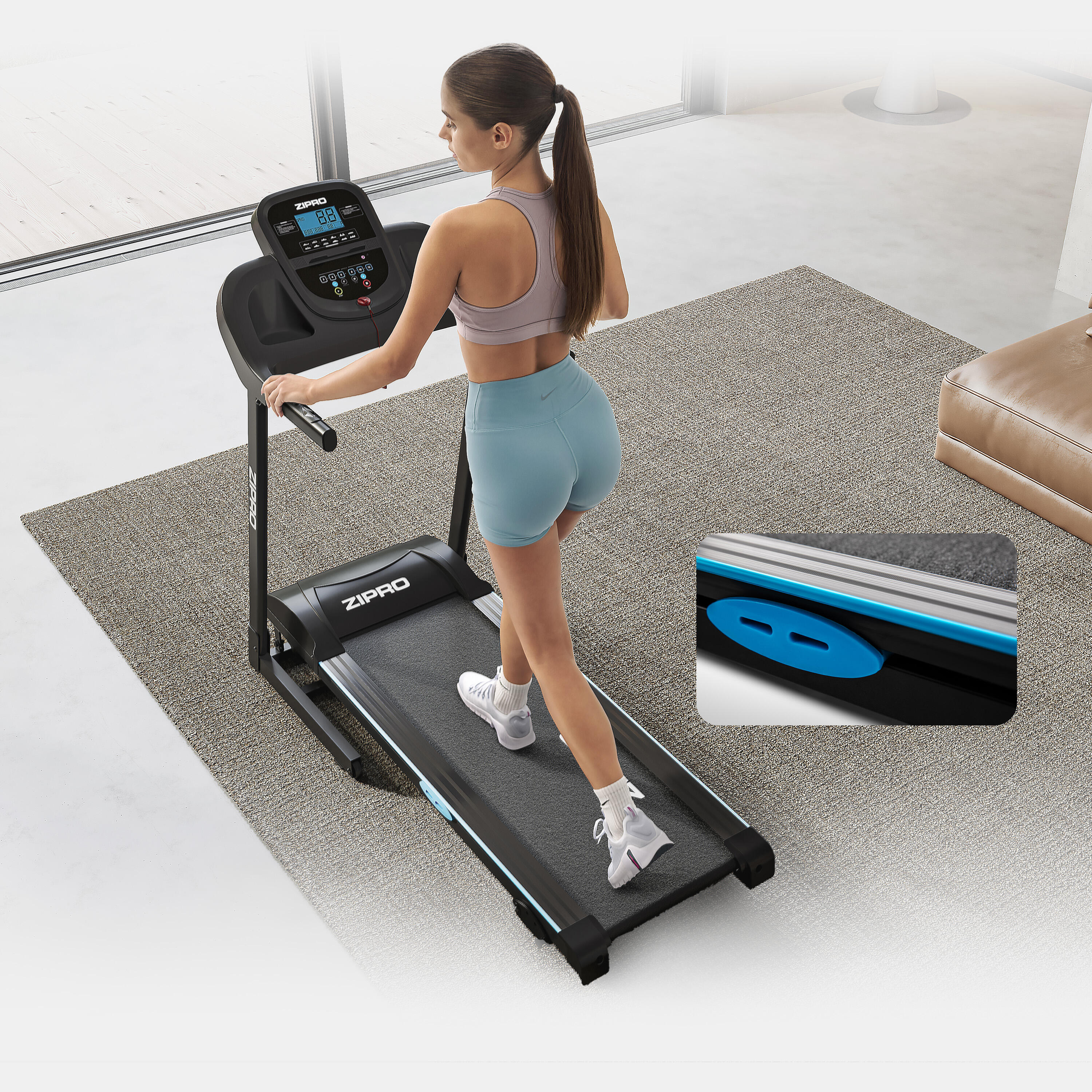Laufband Zipro Tekno 120 x 40 cm, 14 km/h, Lautsprecher, LCD, MP3, 4° Neigung 9/10