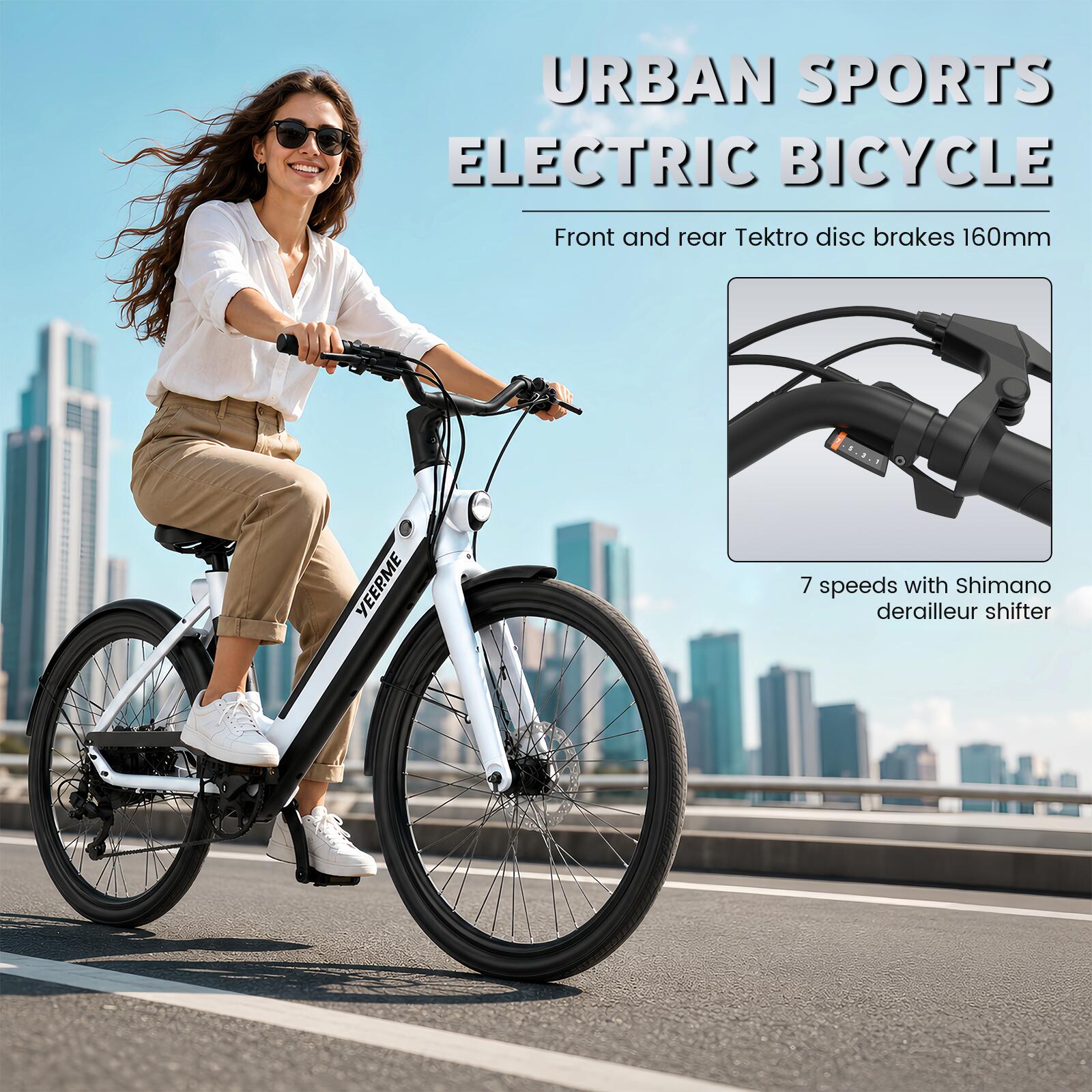 Bicicletta elettrica 26" 250W 345Wh 60 Km 7 velocità DAY PLUS 2 telaio basso 6/8