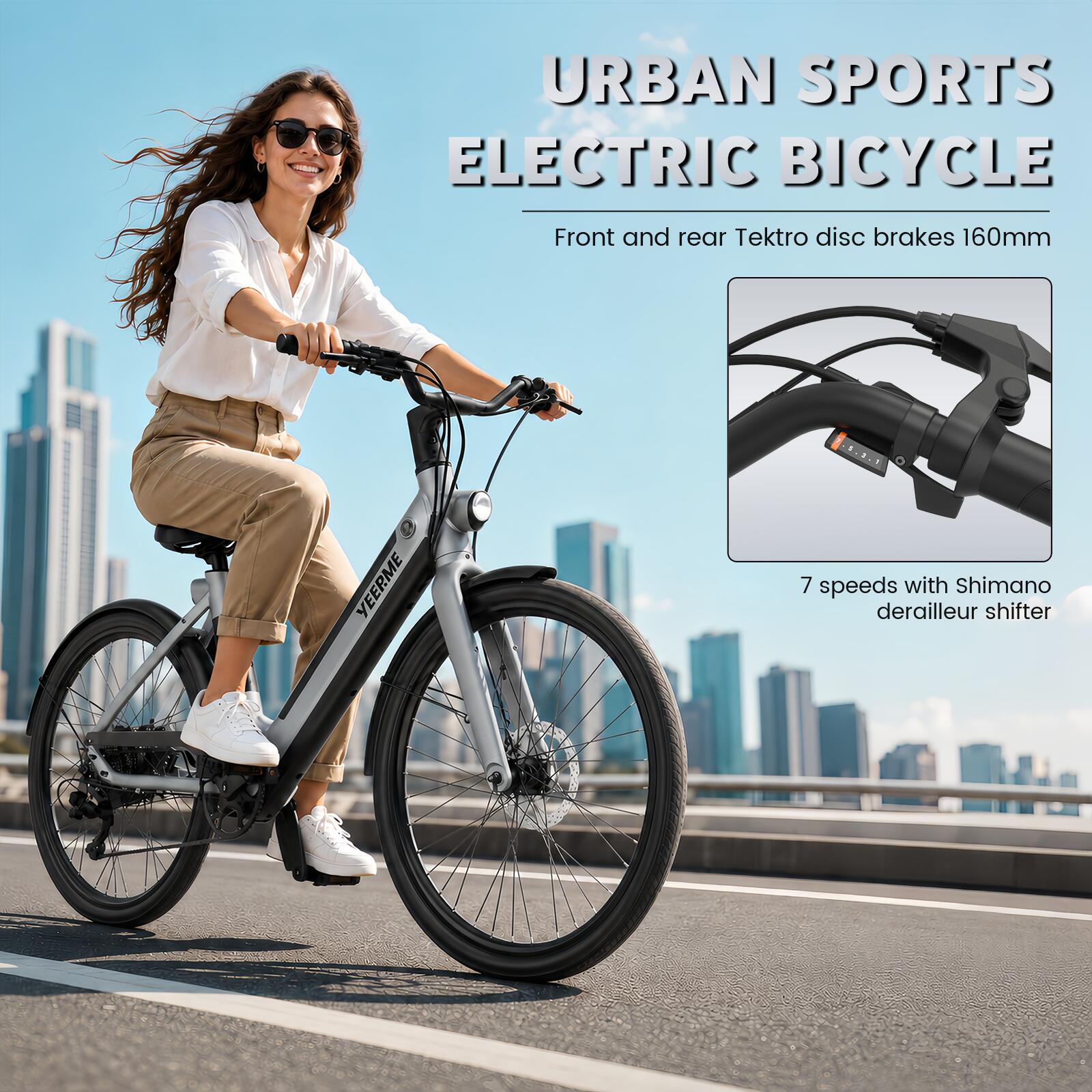 Bicicletta elettrica 26" 250W 345Wh 60 Km 7 velocità DAY PLUS 2 grigio basso 6/8