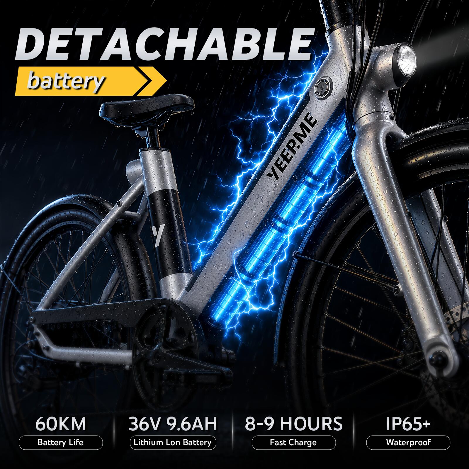 Bicicletta elettrica 26" 250W 345Wh 60 Km 7 velocità DAY PLUS 2 grigio basso 3/8