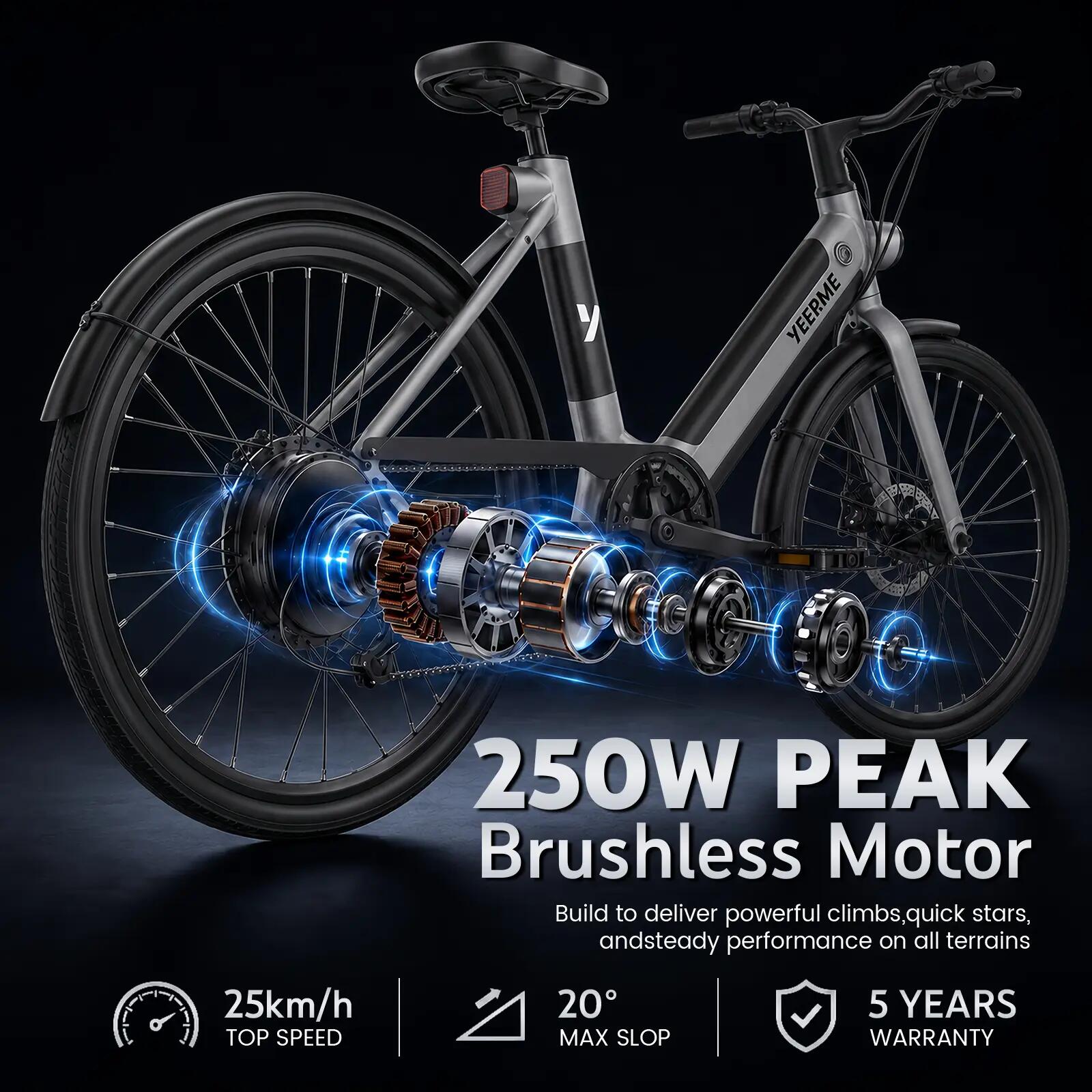 E-Bike City 26" Heckmotor 250W 345Wh 60km 7-Gang DAY PLUS 2 grau tiefeinstieg 2/8