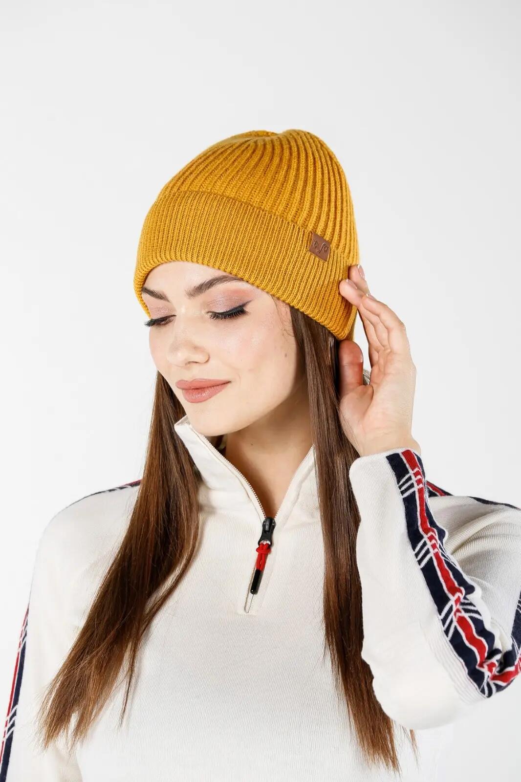Czapka zimowa 100% wełna merino - Icewall (250 g/m²) Żółty 2/3