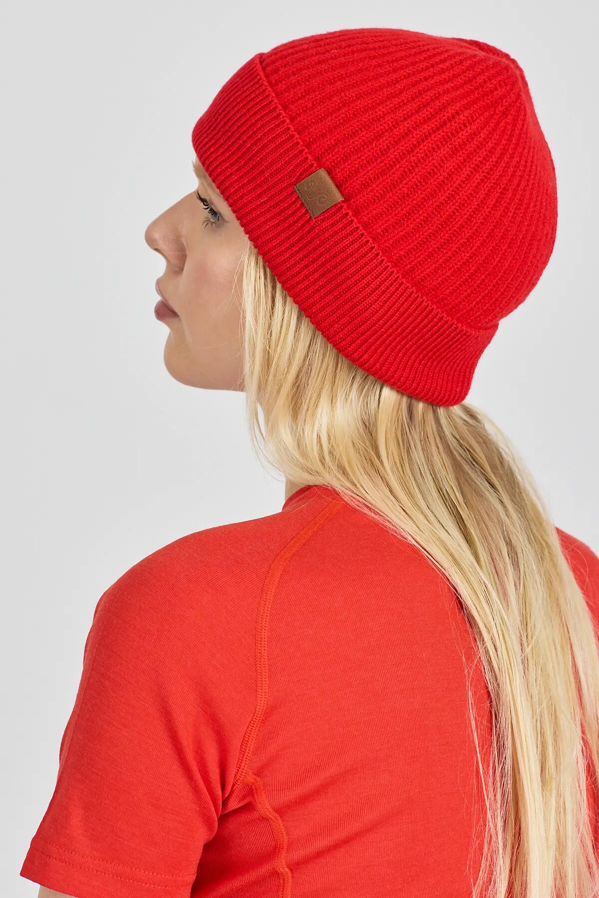 Czapka zimowa 100% wełna merino - Icewall (250 g/m²) Czerwony 3/3