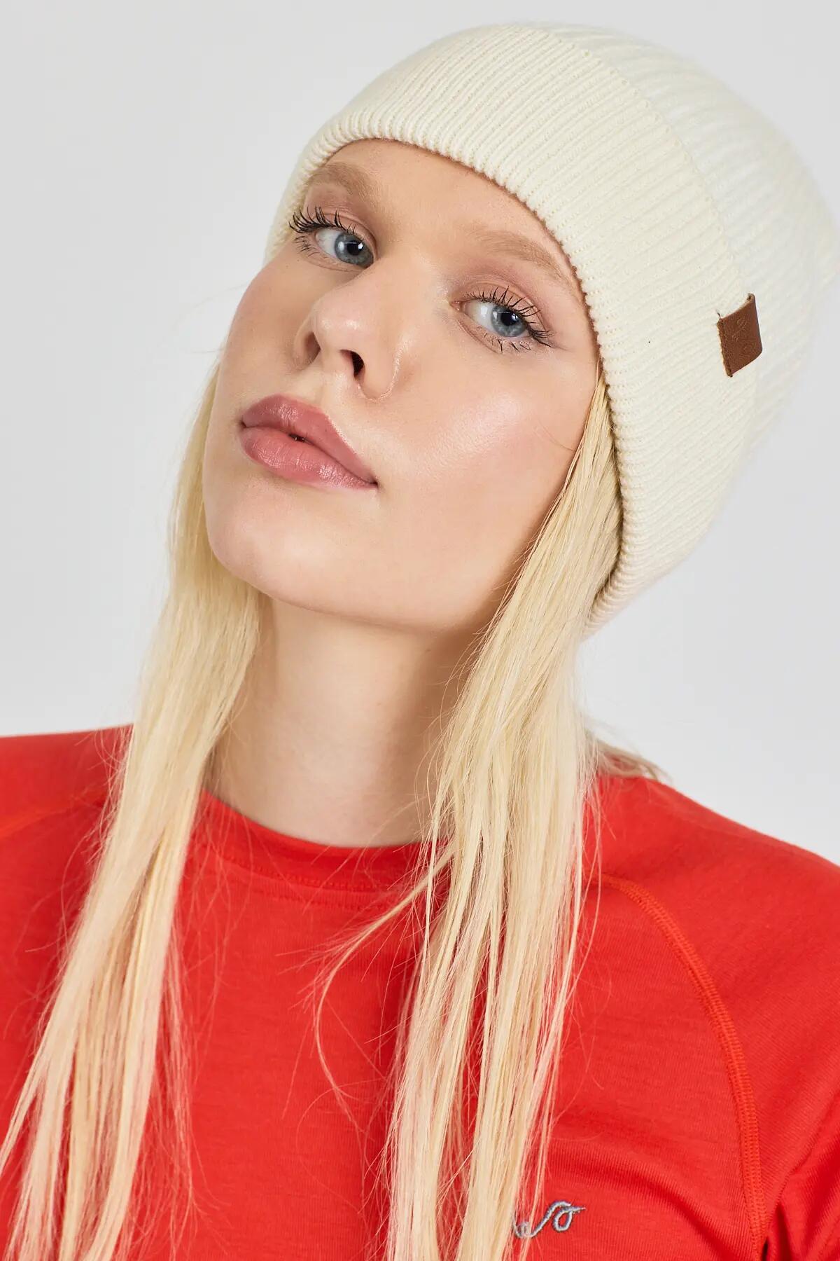 Czapka zimowa 100% wełna merino - Icewall (250 g/m²) Biała 2/3