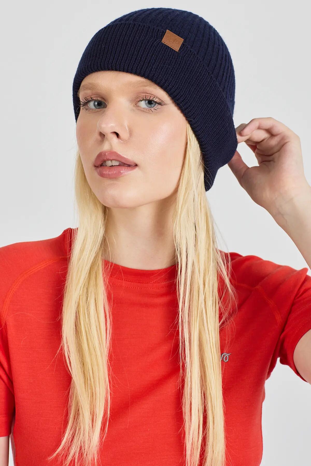 Czapka zimowa 100% wełna merino - Icewall (250 g/m²) Granatowy 2/3