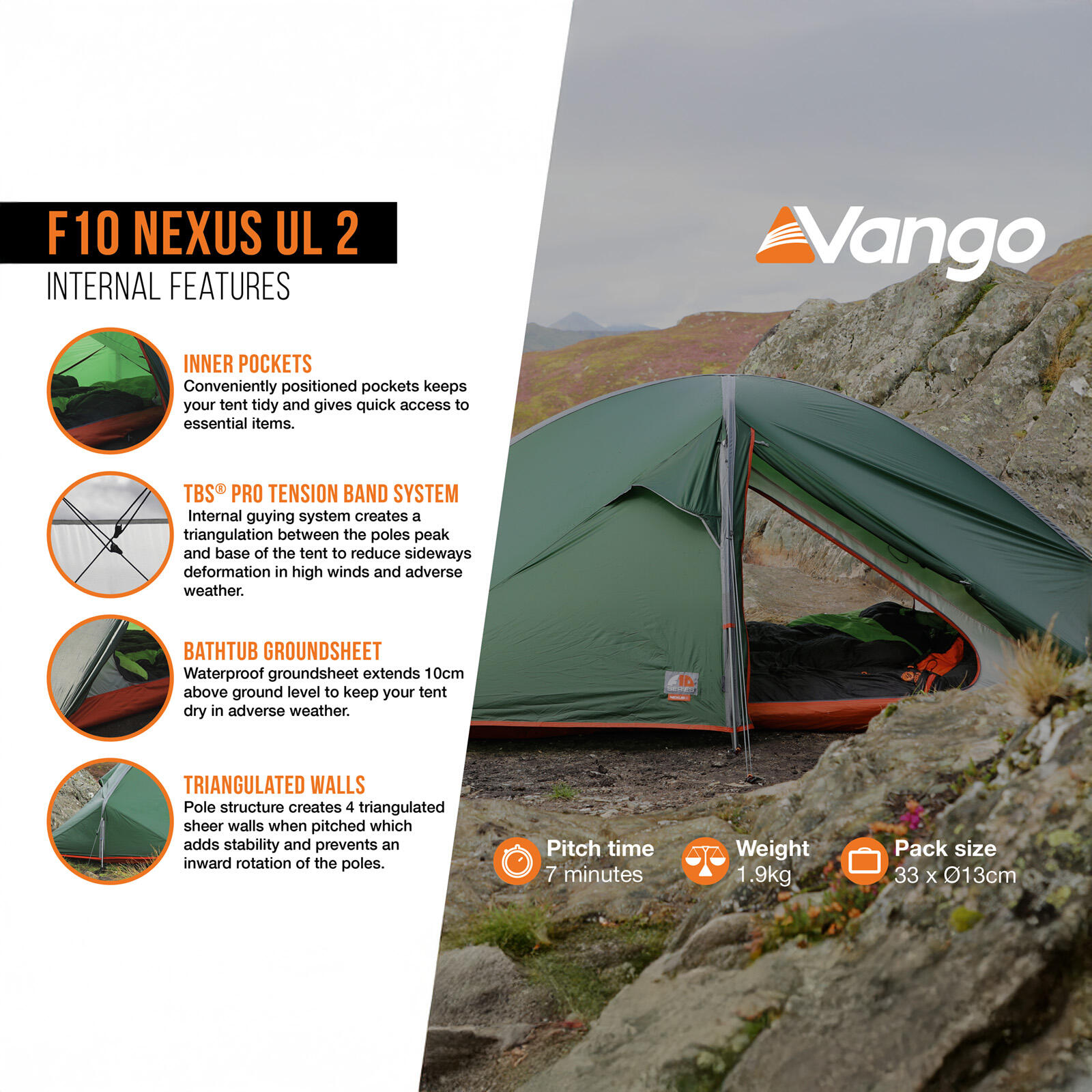 Tenda da trekking Nexus UL per 2 persona campeggio bicicletta bivacco 1,7 kg 4/7