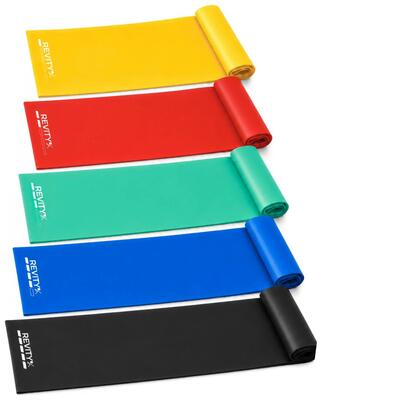 Flat bands voor training en stretching, 5 stuks, pdf-trainingsschema, 1–15 kg