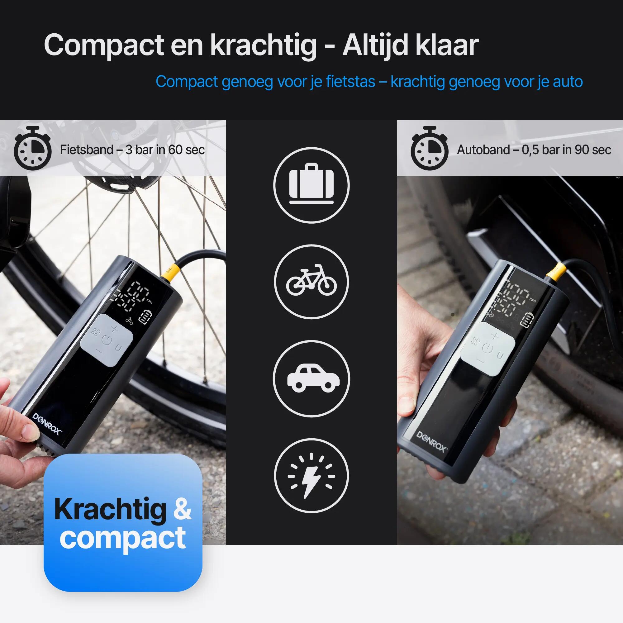 F524 4-in-1 Draagbare - Elektrische Fietspomp - Fiets Tot Auto 3/4