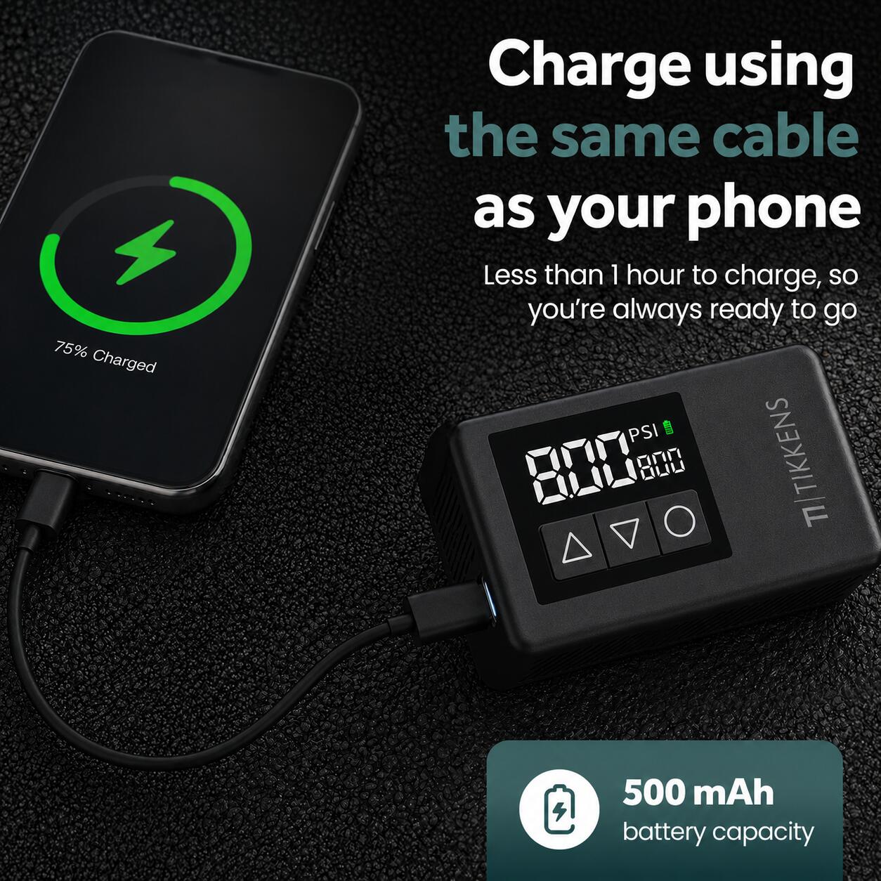 Bomba elétrica para bicicleta AirGo - Mini compressor de ar - Todas as válvulas 5/6