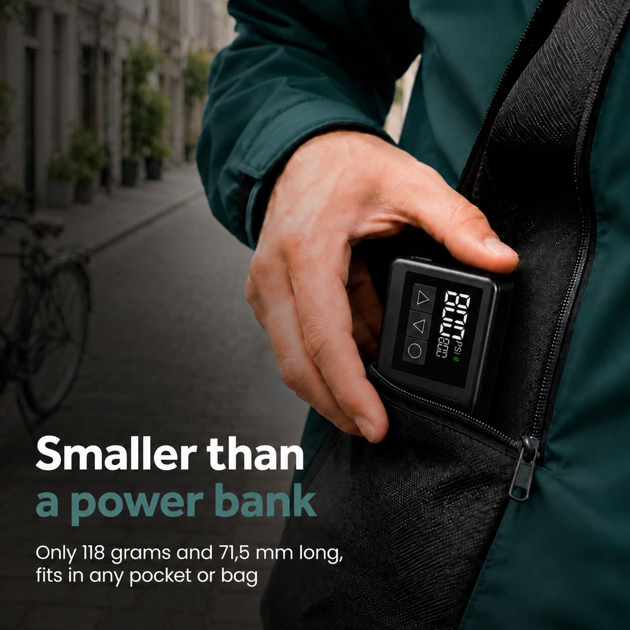 Bomba elétrica para bicicleta AirGo - Mini compressor de ar - Todas as válvulas 2/6