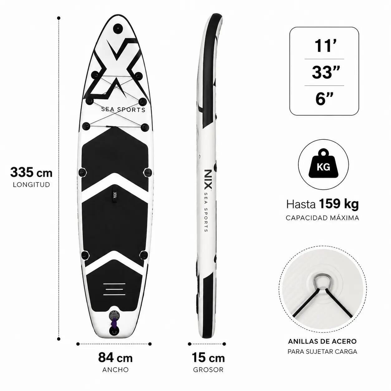 prancha inflável branca de paddle surf de 11" 7/8
