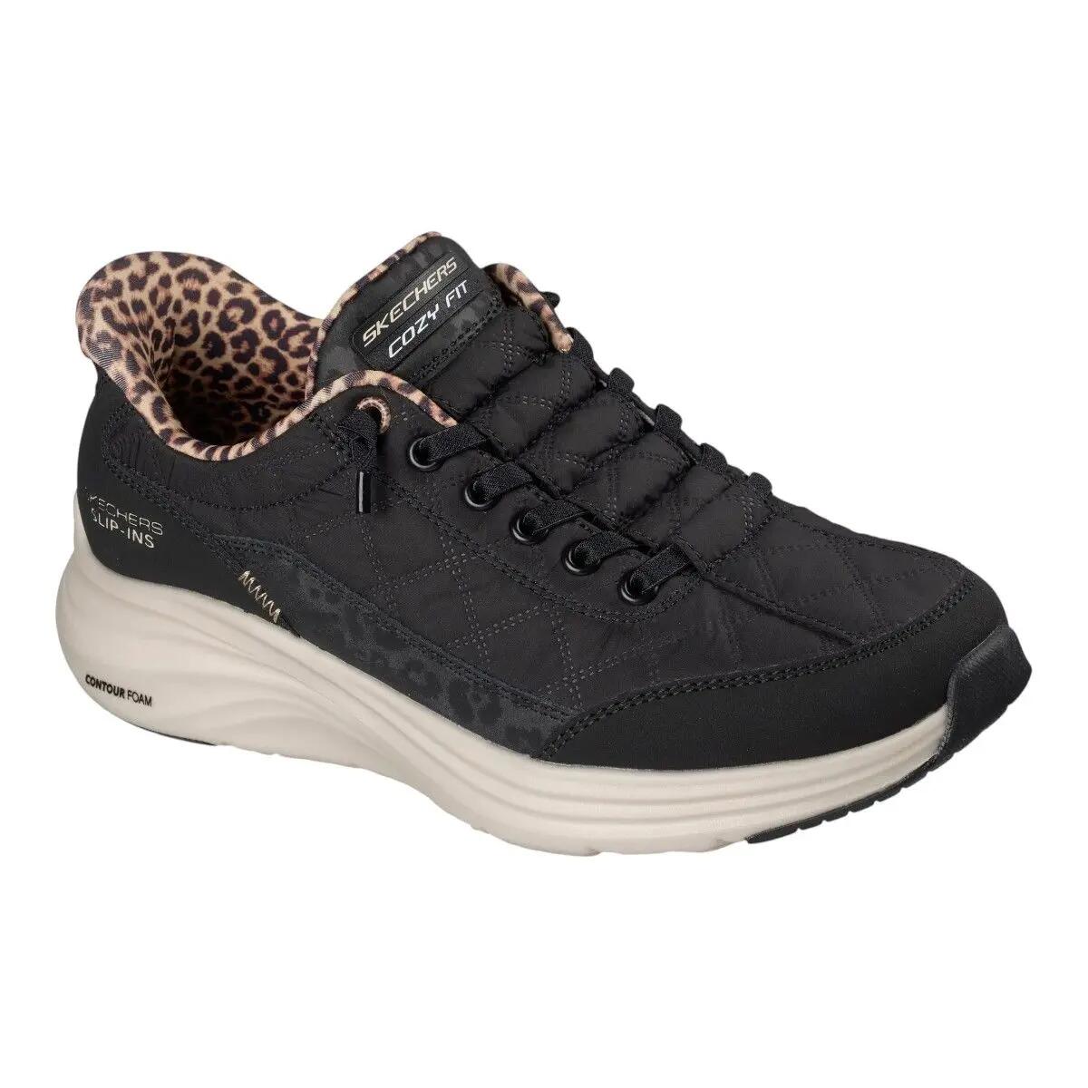 Baskets Femme Baskets Skechers CONTOUR FOAM-LEOPARD DREAM Noir Skechers 2/15