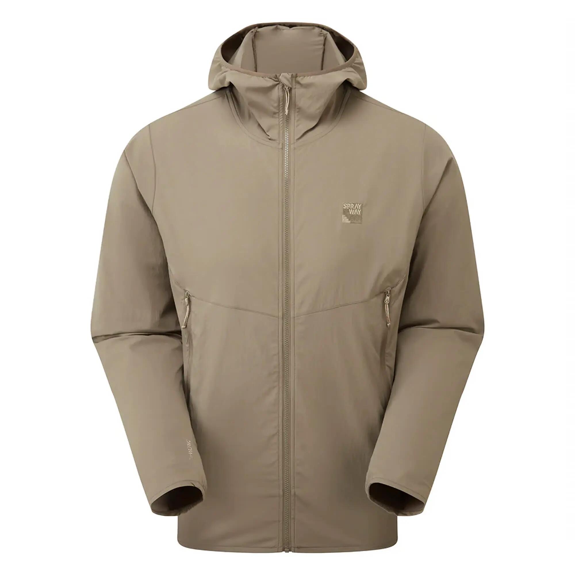 Mens Lightweight Softshell Hiking Hoodie Jacket with Water Repellent Finish