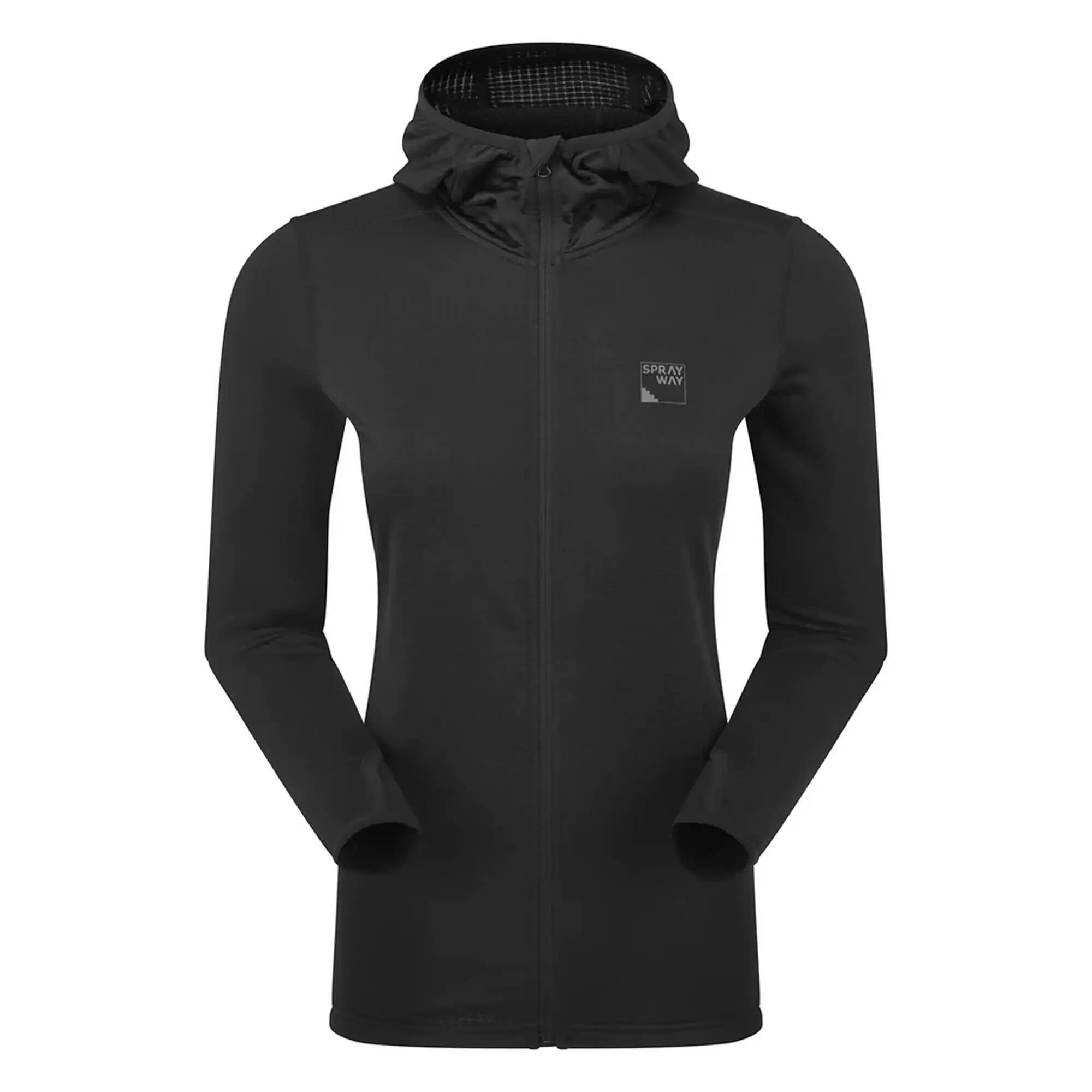 Ladies Soft Fleece Full Zip Hoody Top with Thumb Loops for Winter Hikes