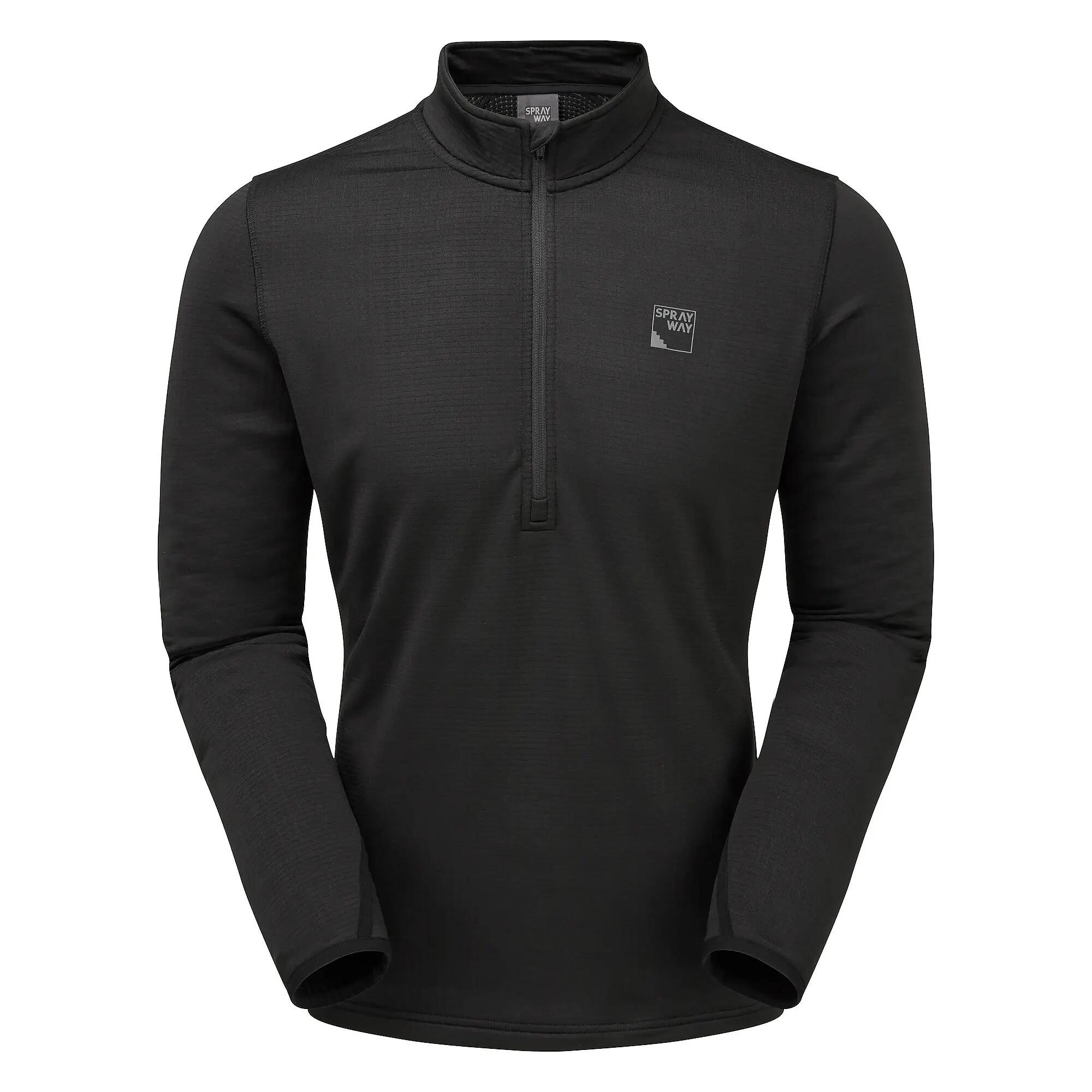 Mens Long Sleeve Fleece Half Zip Top with Thumb Loops for Hiking Outdoors
