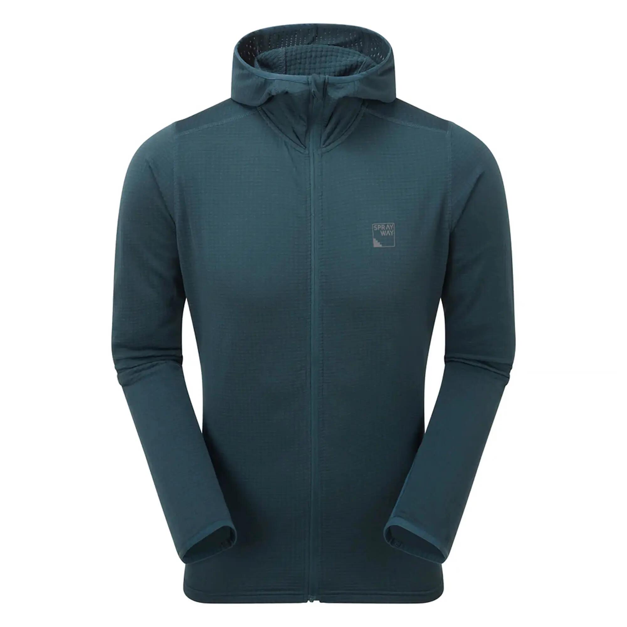 Mens Soft Fleece Top Hoody with Full Zip and Thumb Loops for Hiking